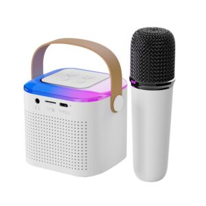 Speaker bluetooth Mini + wireless microphone LED Y1 white