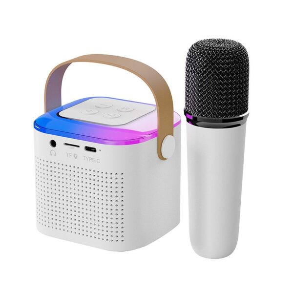 Speaker bluetooth Mini + wireless microphone LED Y1 white