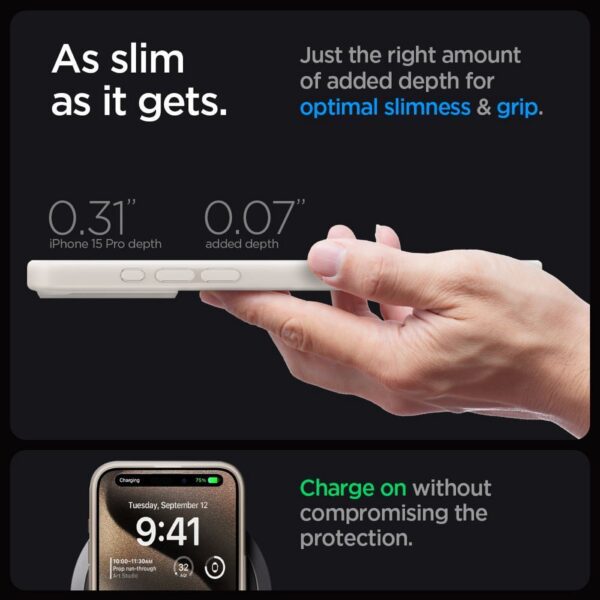 SPIGEN case ULTRA HYBRID MAG compatible with MagSafe for IPHONE 15 Pro frost natural titanium – Bild 2