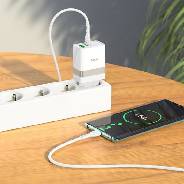 HOCO travel charger USB A + Typ C PD QC3.0 3A 30W N21 white – Bild 3