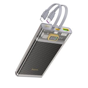 HOCO powerbank 10 000 mAh with built-in cables Type C / Lightning with digital display QC PD 3A 22,5W J104 gray