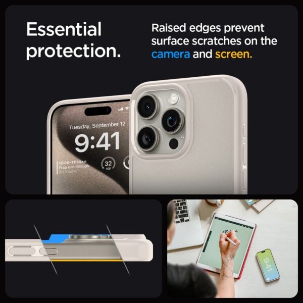 SPIGEN case ULTRA HYBRID for IPHONE 15 Pro Max natural titatnium – Bild 2