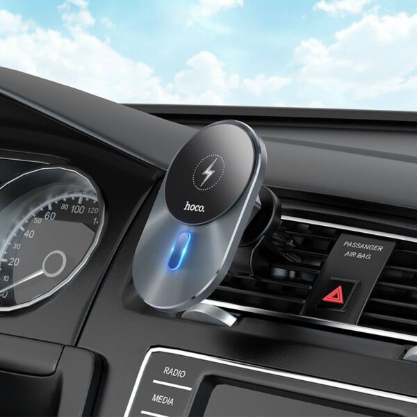 HOCO car holder with wireless charging compatible with MagSafe for air vent 15W CA91 gray – Bild 3