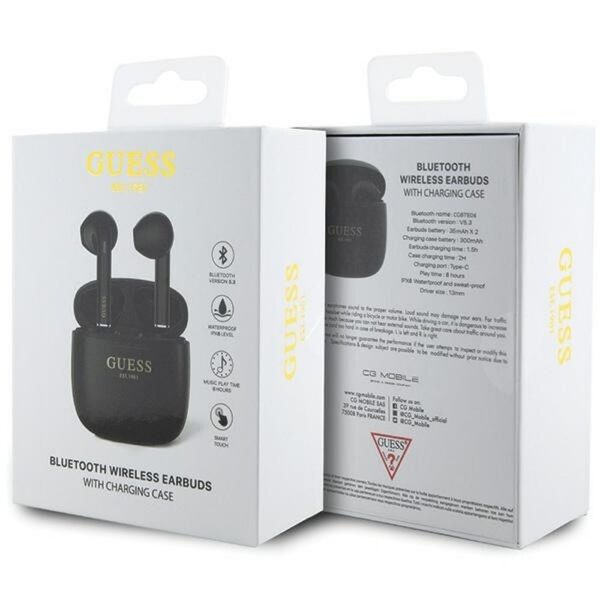 GUESS wireless earphones bluetooth TWS + docking station GUTWST26PSK (Classic EST Logo) black – Bild 2