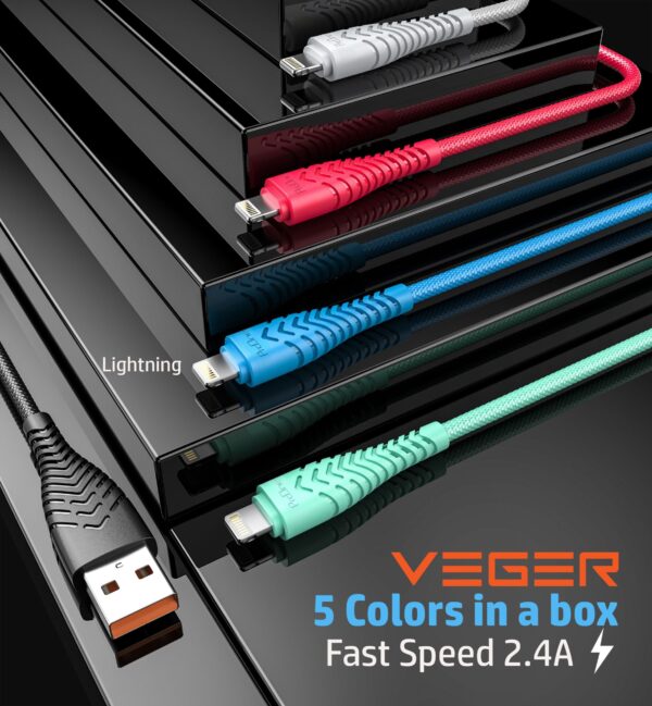 VEGER cable USB A to Lightning 2,4A V105 1,2 m black – Bild 4