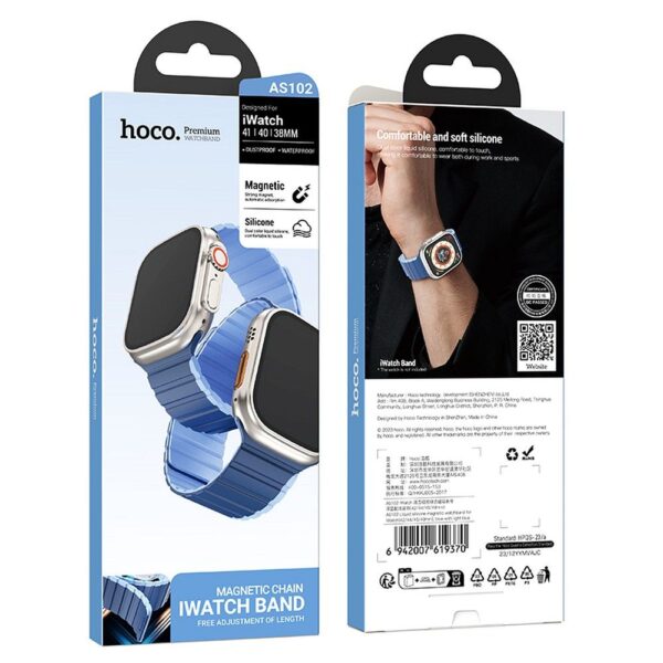 HOCO strap for Apple Watch 42 / 44 / 45 / 49 mm AS102 dark blue with light blue – Bild 2