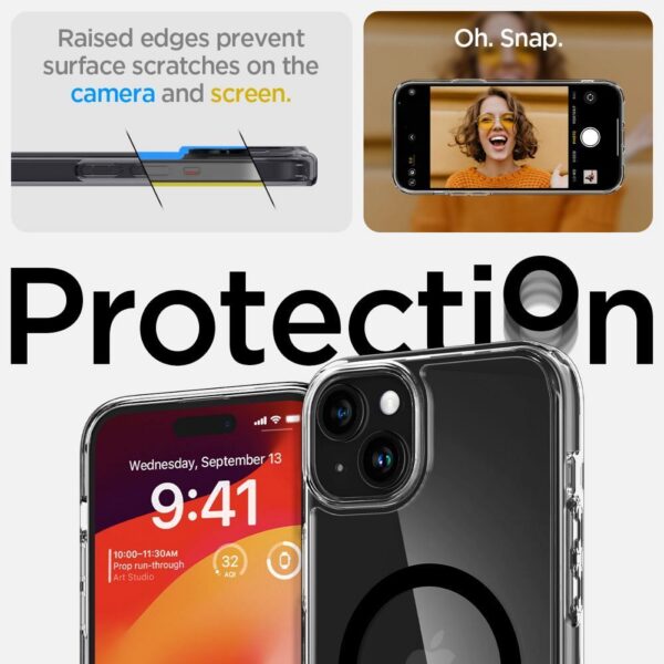 SPIGEN case ULTRA HYBRID MAG compatible with MagSafe for IPHONE 15 black – Bild 4