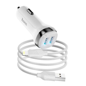 HOCO car charger 2 x USB A + cable USB A to Lightning 2,4A Z40 white