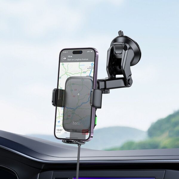 HOCO car holder with wireless charging for windshield / center console 15W HW11 black – Bild 4