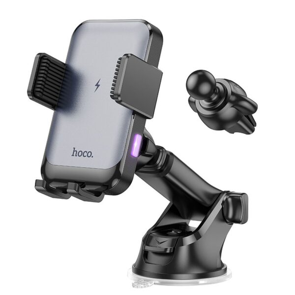 HOCO car phone holder with wireless charging to windshield / center console / air vent 15W HW9 black