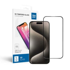 Tempered Glass Blue Star - APP IPHONE 15 Pro 5D Full Cover black