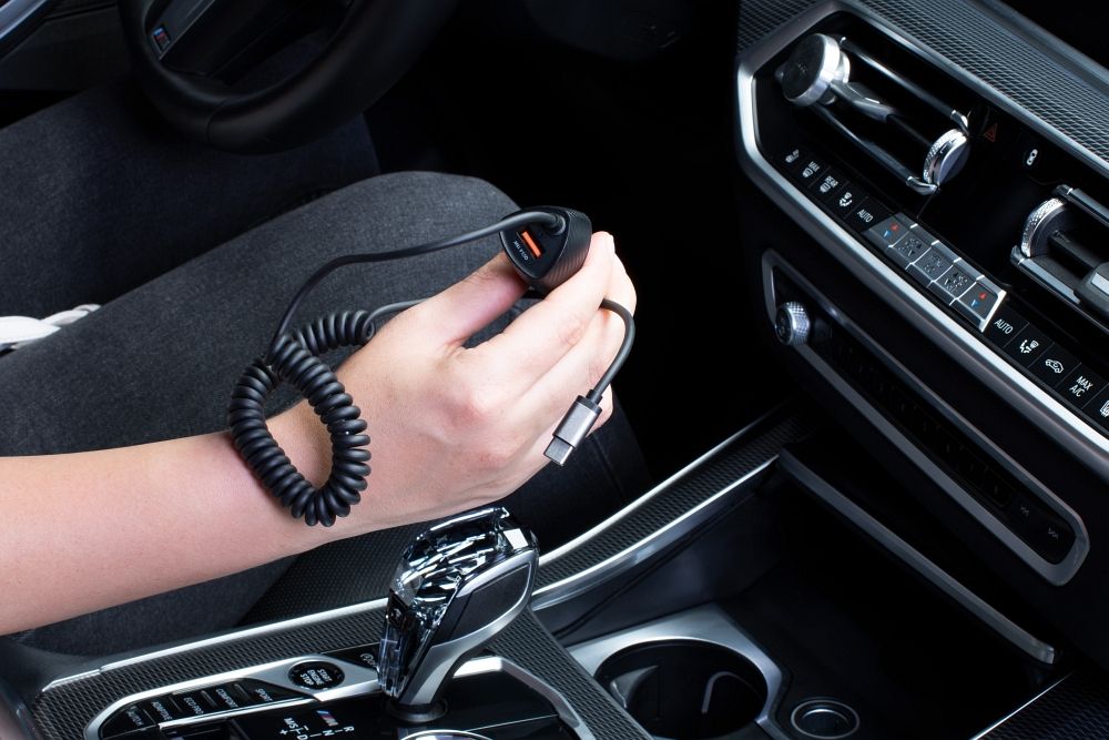 FORCELL F-ENERGY Carbon CC50-1AC car charger USB A with cable Type C PD QC3.0 3A 38W black – Bild 4