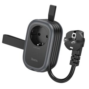 HOCO multifuncional splitter 1 socket + 2 x USB A + Type C EU standards 4000W PD QC 3A 20W NS7 1,1 m black