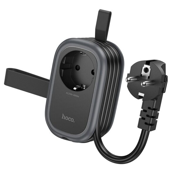 HOCO multifuncional splitter 1 socket + 2 x USB A + Type C EU standards 4000W PD QC 3A 20W NS7 1,1 m black