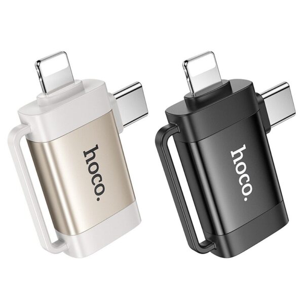 HOCO adapter OTG 2in1 Type C (male) / Lightning (male) to USB A (female) UA31F gray – Bild 3