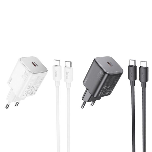 HOCO wall charger Type C + cable Type C to Type C QC PD 20W N40 black – Bild 5