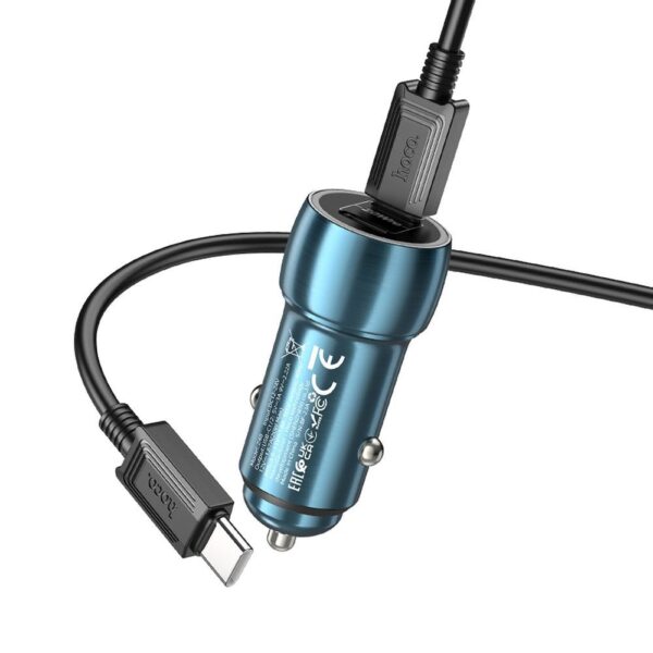 HOCO car charger 2 x Type C + cable Type C to Type C PD QC3.0 3A 40W Z48 sapphire blue – Bild 2