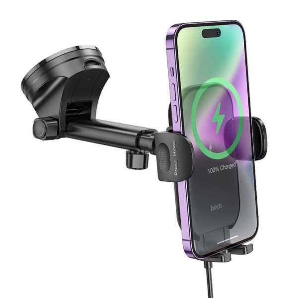 HOCO car holder with wirelles charging for windshield / center console 15W HW5 black – Bild 3