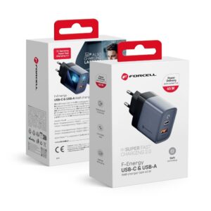 FORCELL F-ENERGY GaN VT-39 travel charger Type C + USB A PD QC4.0 4A 45W gray