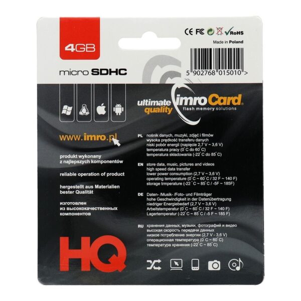 IMRO memory card microSD 4GB 100MB/s class 10 UHS I with adapter SD – Bild 2