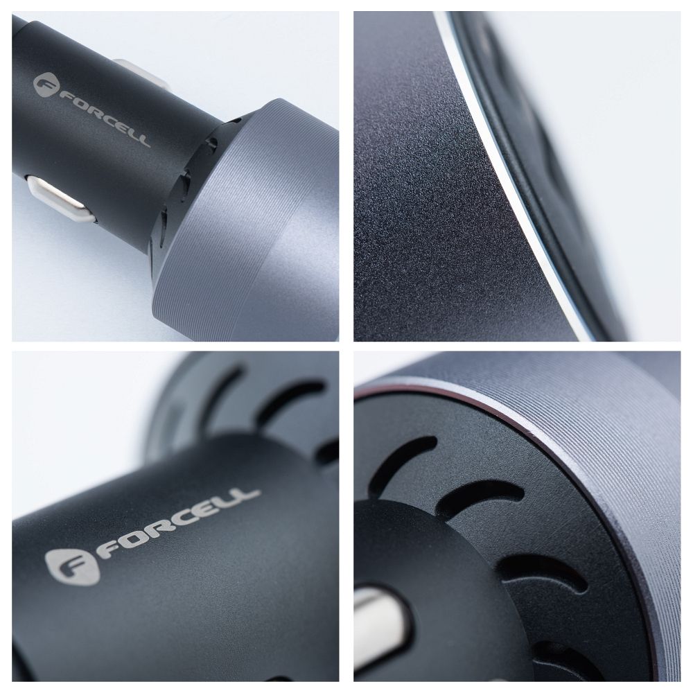 FORCELL F-ENERGY Alu car charger 2 x Type C + USB A PD QC4.0 SFC 2.0 4,5A 65W gray – Bild 2
