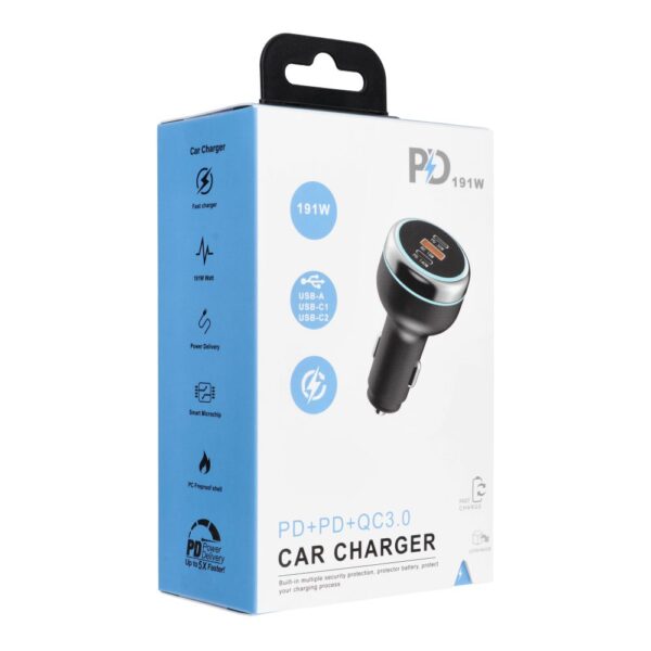 Car charger USB A + 2 x Type C PD QC3.0 3A 191W CC69-2C1A black – Bild 5