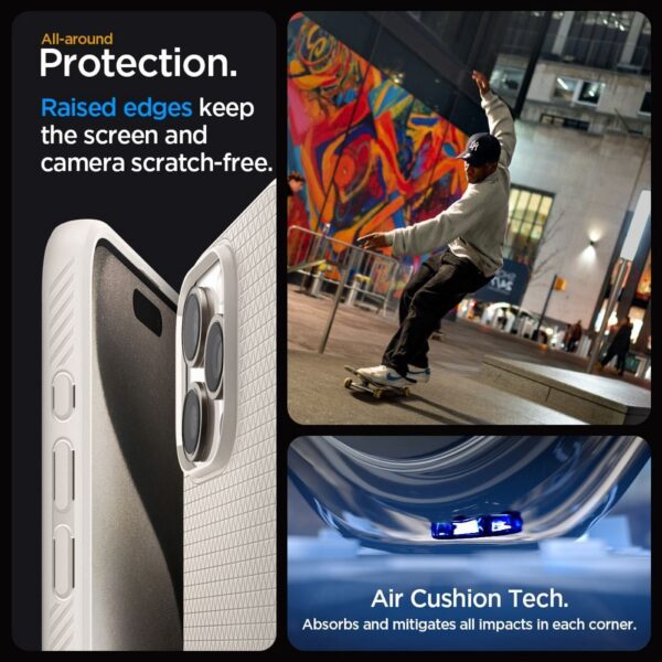 SPIGEN case LIQUID AIR for IPHONE 15 Pro natural titanium – Bild 5