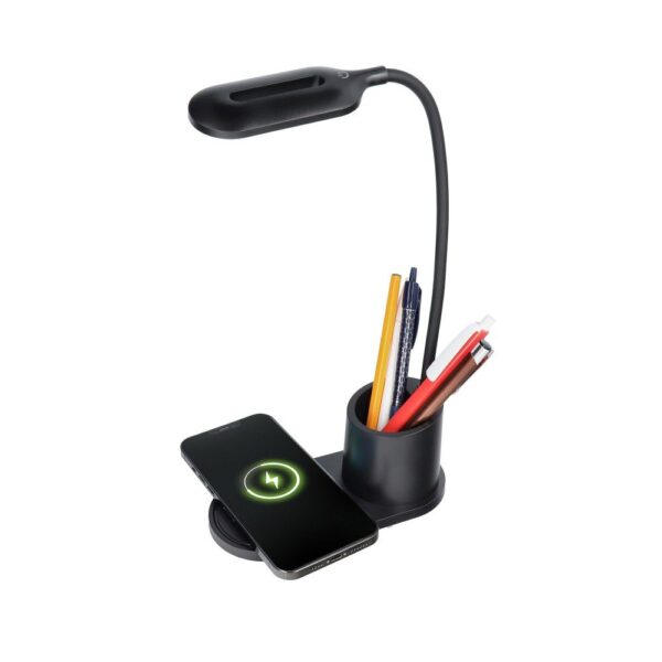 LED desk lamp with wireless charger 2A 10W HT-513 black – Bild 4
