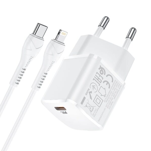 HOCO travel charger Type C + cable Type C to Lightning PD 20W N10 white – Bild 3