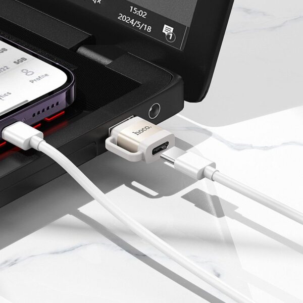 HOCO adapter OTG USB A (male) to Type C (female) 3A UA31D gray – Bild 3
