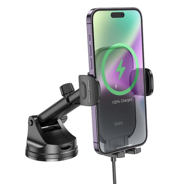 HOCO car holder with wirelles charging for windshield / center console 15W HW5 black – Bild 5