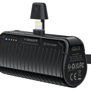 VEGER powerbank 5000 mAh with built-in connector Lightning PlugOn PD QC3.0 3A 20W W0558P black