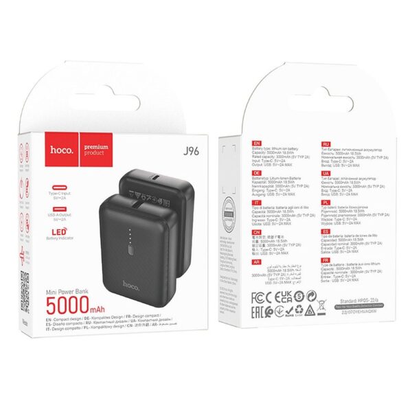 HOCO powerbank 5000 mAh 2A J96 black – Bild 4