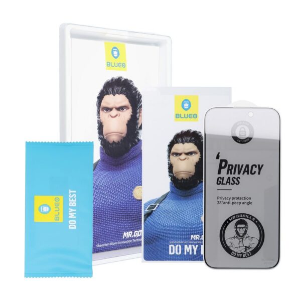 5D Mr. Monkey Glass - Apple iPhone 12 Pro Max black (Strong Privacy) – Bild 3
