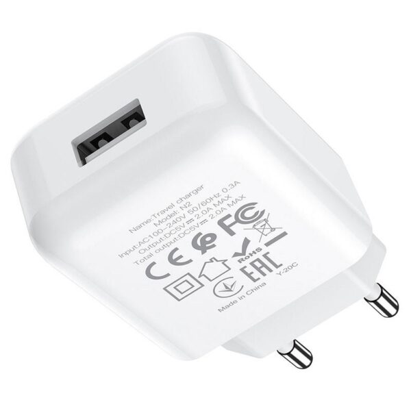 HOCO travel charger USB A + cable USB A to Lightning 2A N2 white – Bild 5