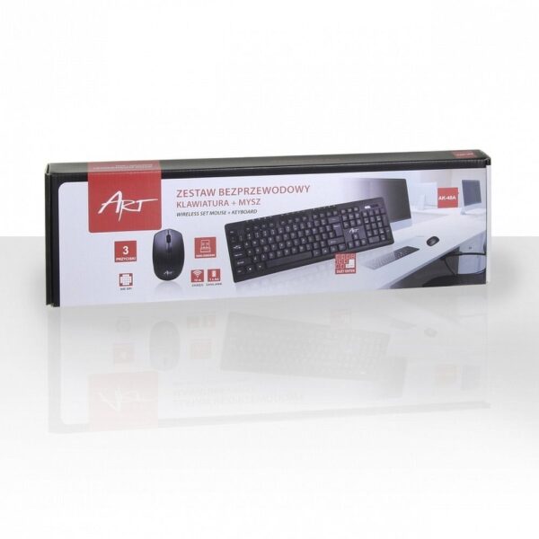 ART wireless computer set keyboard QWERTY + mouse + mousepad 2,4G AK-48A black – Bild 3