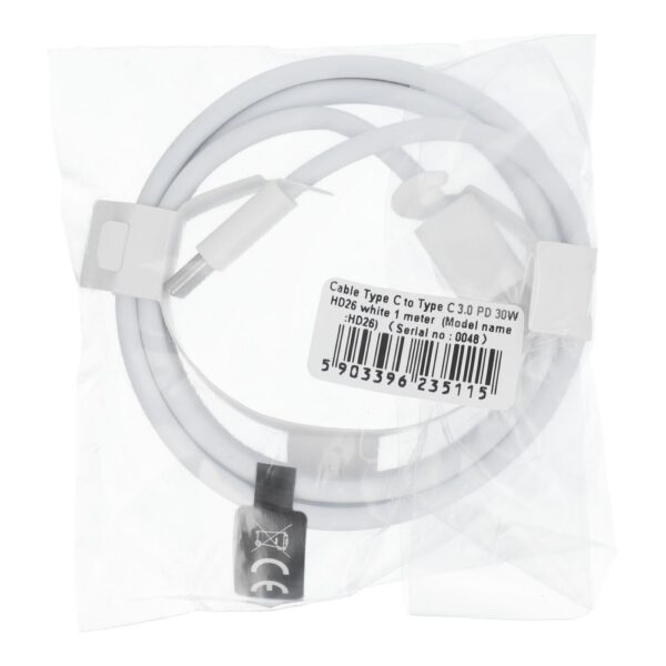 Cable Type C to Type C PD QC3.0 3A 30W HD26 1 m white – Bild 2