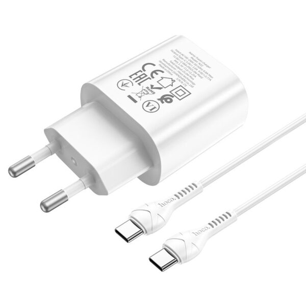 HOCO travel charger Type C + cabel Type C to Type C PD QC3.0 25W N22 white – Bild 4