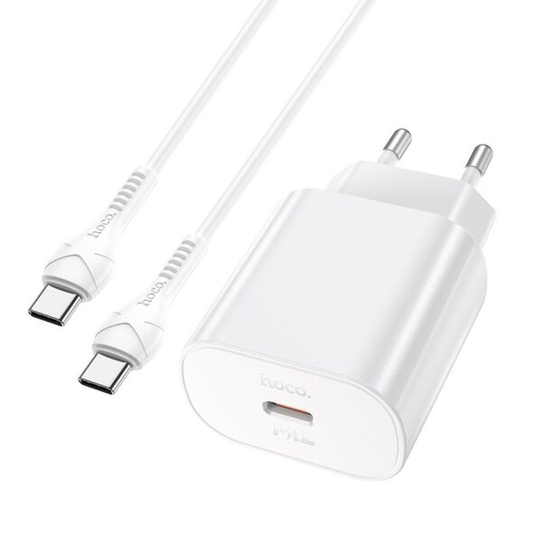 HOCO travel charger Type C + cabel Type C to Type C PD QC3.0 25W N22 white – Bild 3