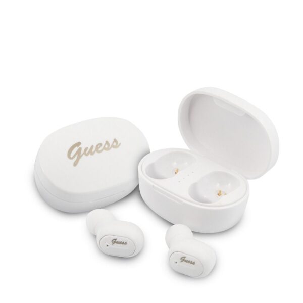 Bluetooth Earphones Stereo TWS GUESS V5.0 4H MUSIC TIME with docking station white ( GUTWST30WH )