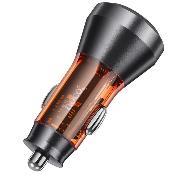 HOCO car charger 2 x Type C with digital display PD QC3.0 3A 60W NZ12C transparent orange – Bild 5