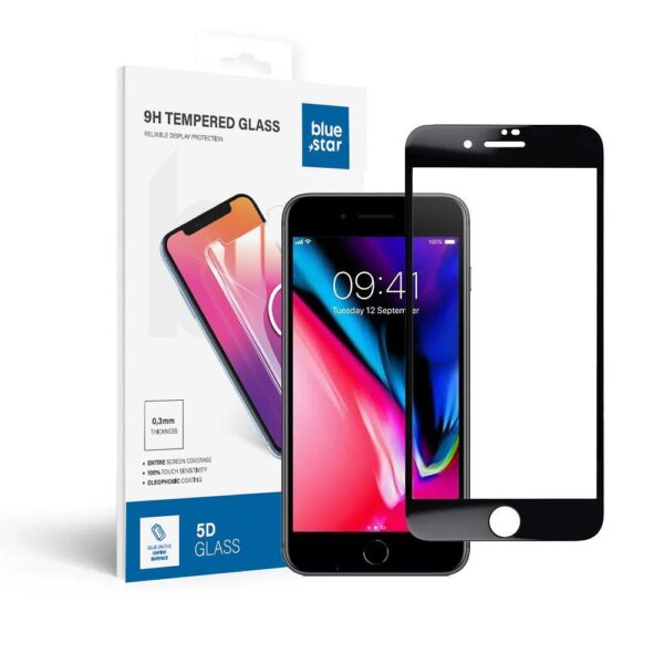Tempered Glass Blue Star - APP IPHONE 7/8 Plus 5D Full Cover black
