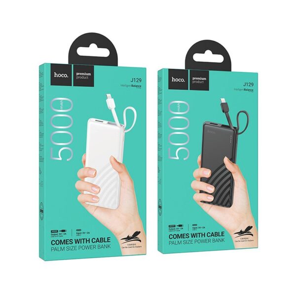 HOCO powerbank 5000 mAh with built-in cable Lightning 2A J129 white – Bild 4