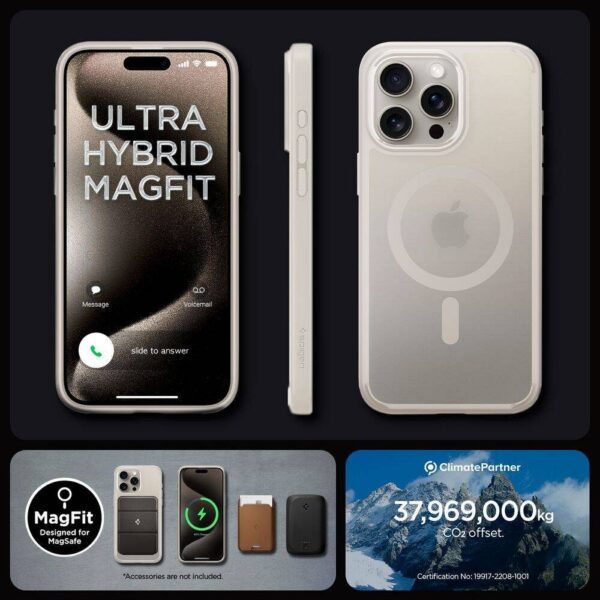 SPIGEN case ULTRA HYBRID MAG compatible with MagSafe for IPHONE 16 Pro Max frost natural titanium – Bild 2