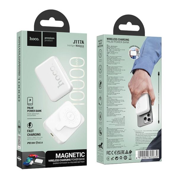 HOCO powerbank 10 000 mAh compatible with MagSafe PD QC3.0 2A 20W J117A white – Bild 4