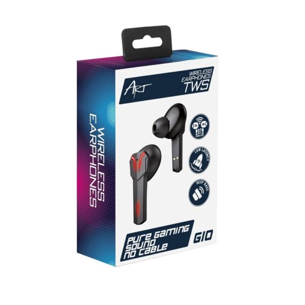 Bluetooth earphones TWS ART AP-TW-G10 GAMING with microphone and docking station with Type C black – Bild 3