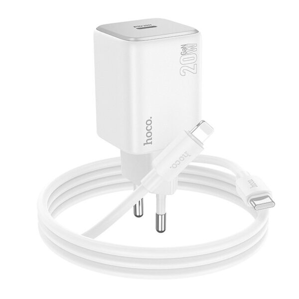 HOCO wall charger Type C + cable Type C to Lightning QC PD 20W N40 white – Bild 4