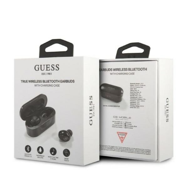 Bluetooth Earphones Stereo TWS GUESS Digital BT5 Classic with docking station / black (GUTWST31EK) – Bild 5