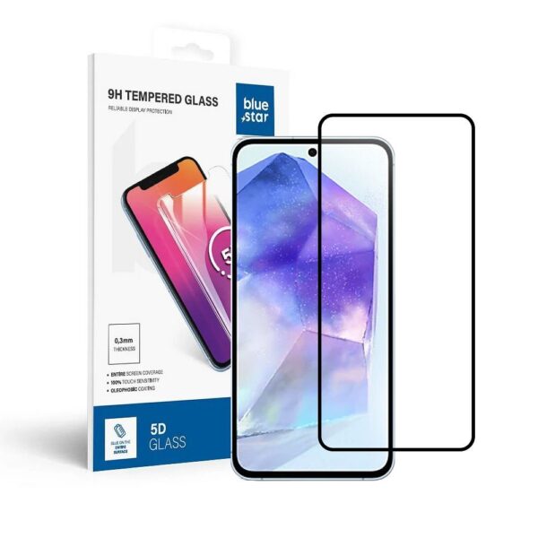 Tempered Glass Blue Star - SAMSUNG A55 5G Full Face (full glue with frame/small size) - black Tempered Glass – Bild 2