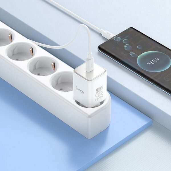 HOCO charger Type C + cable Type C to Type C PD QC 30W GaN N43 moonlight white – Bild 4